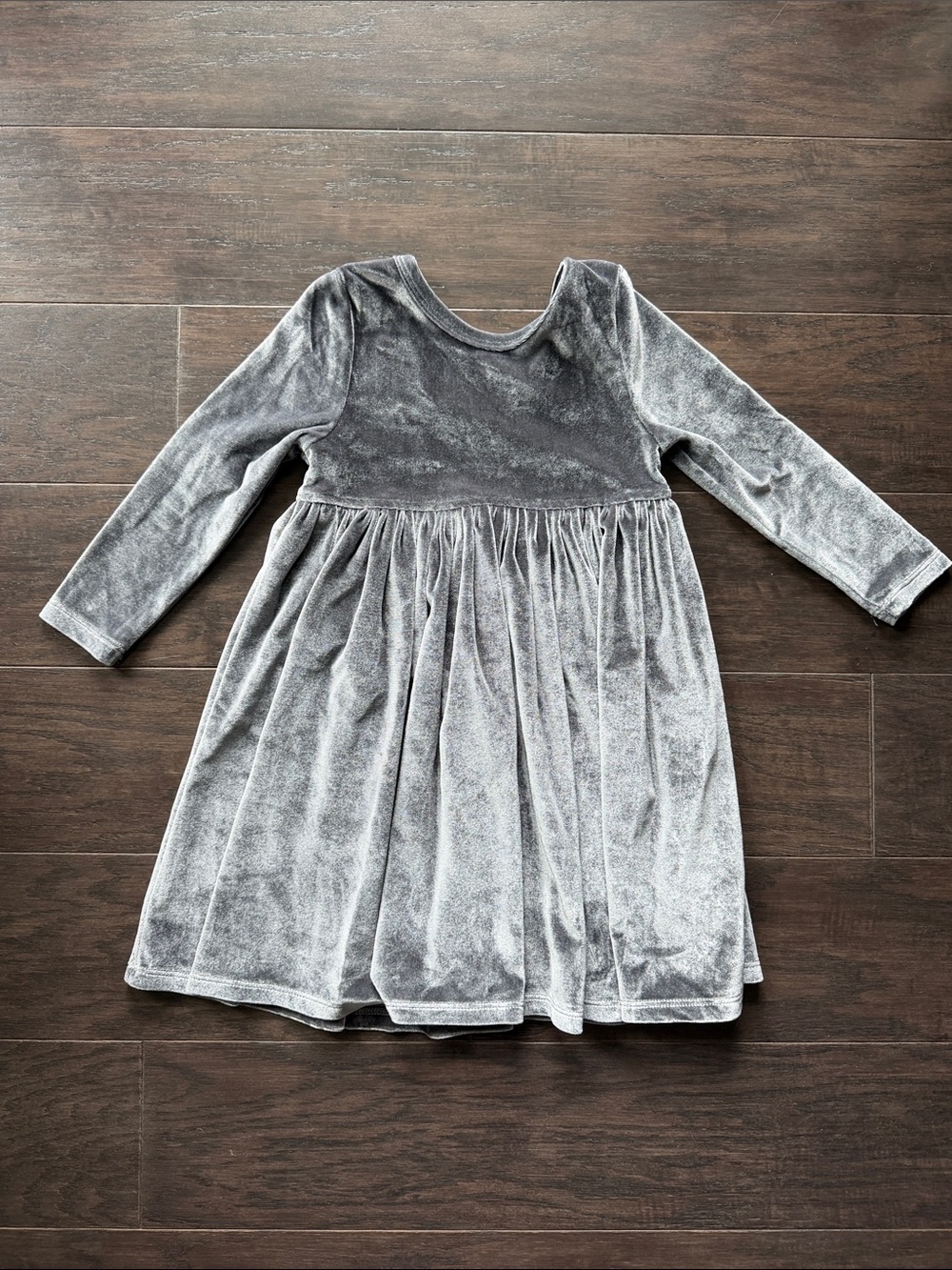 Pink Chicken Silver Velvet Long-Sleeve Dress